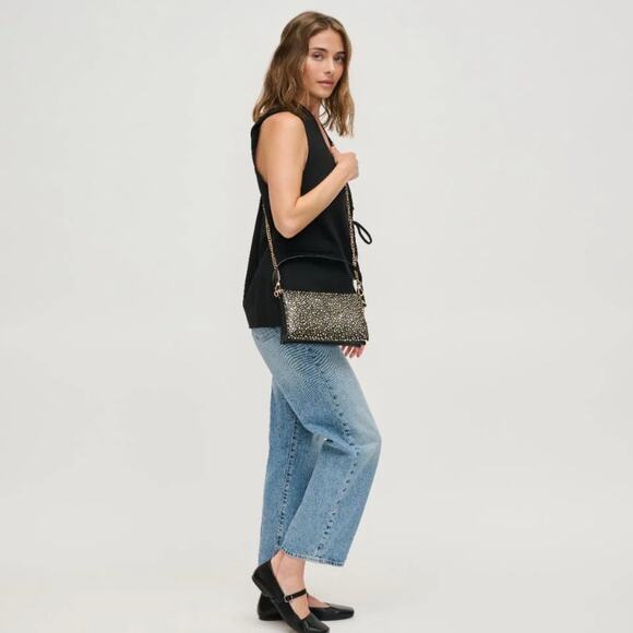 NWT Urban Expressions Krista Black Two-Tone Studded Embellished Evening Bag - Picture 6 of 14